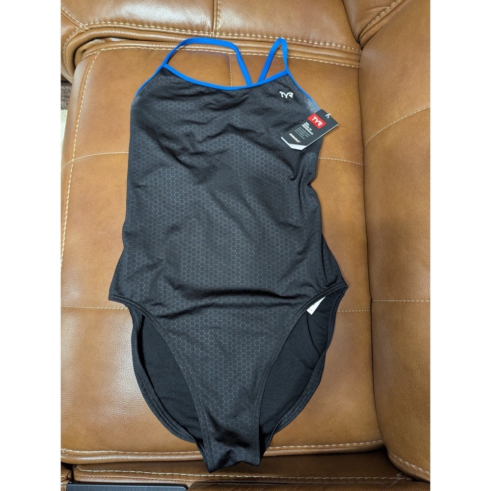 TYR Durafast Elite Trinityfit Swimsuit Size 38 Hexagon Honeycomb One Piece NWT